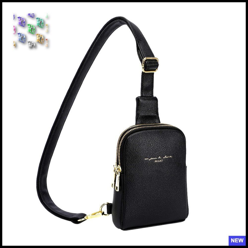 Small Vegan Leather Sling Bag Lightweight Crossbody Travel Everyday Essential